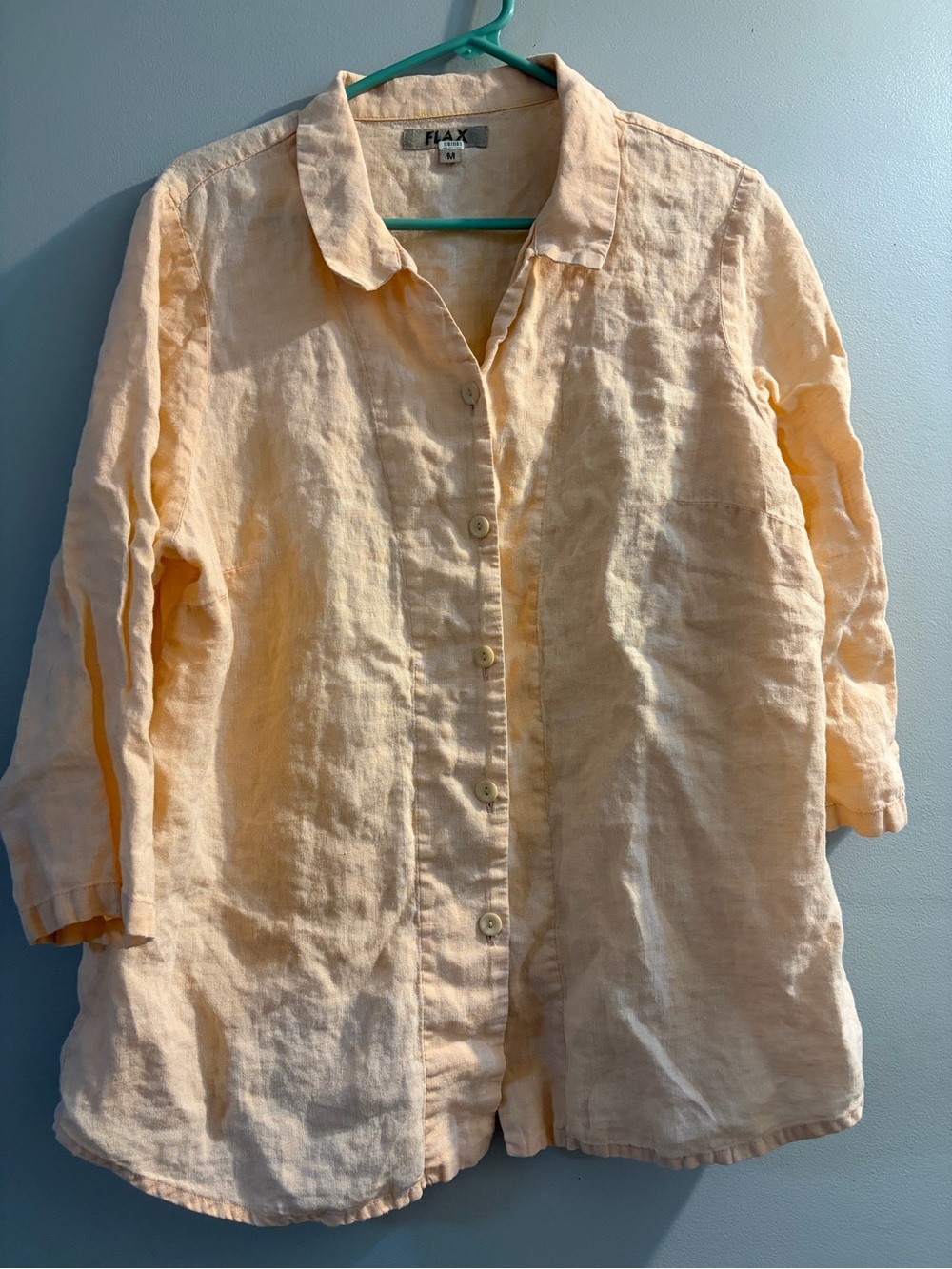 Flax Linen Button Front Jacket in Soft Peach